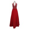 Red halter with silver bead bodice