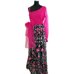 Pink top floral skirt