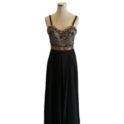 Black with gold bead bodice