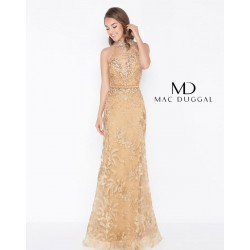 Gold sequin lace high neck...