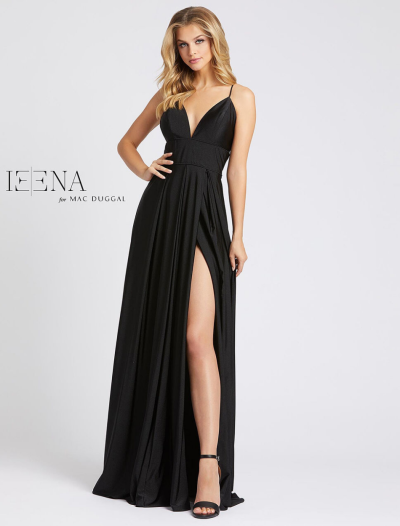 Black V Neck Full Skirt