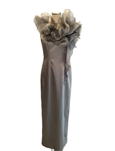 Silver High Neck Ruffle