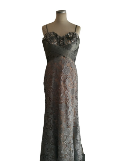 Silver Capure Lace Over Gold Satin Lining
