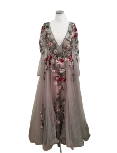 Silver with Flowers Long Sleeved