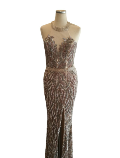 Rose Gold High Neck Beaded
