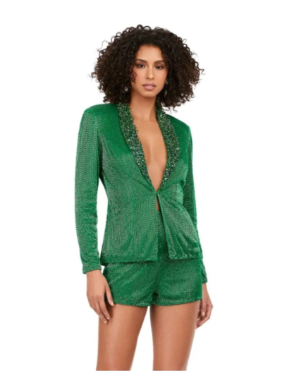 Green Beaded Jacket & Shorts