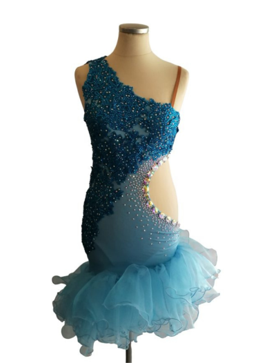 One-shoulder Latin Dress with a Tutu-style hem