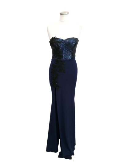 Navy Blue Beaded Bodice