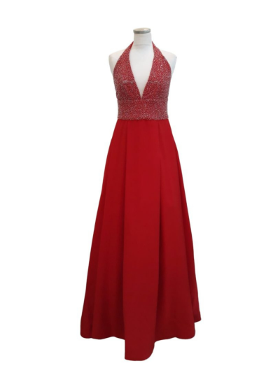 Red Halter with Silver Bead