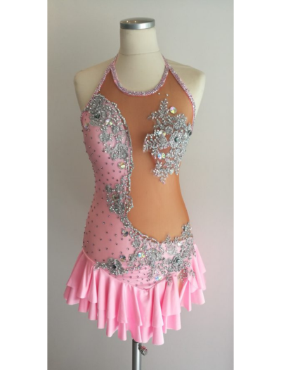 Crystal-trimmed Halter Neckline with Mesh