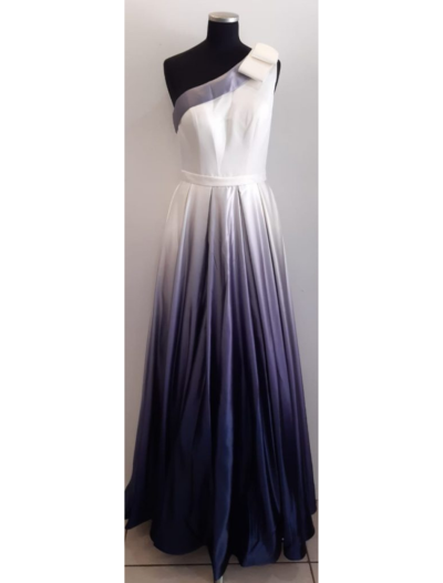 White to Navy Ombre, One Shoulder Dress