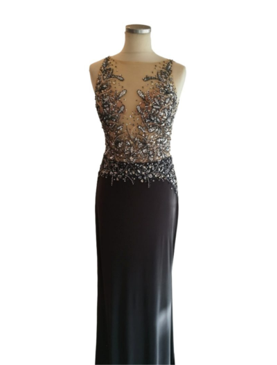Grey Stretch on Nude Bodice