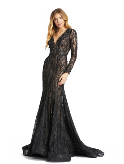 Black Lace Long Sleeved Over Nude