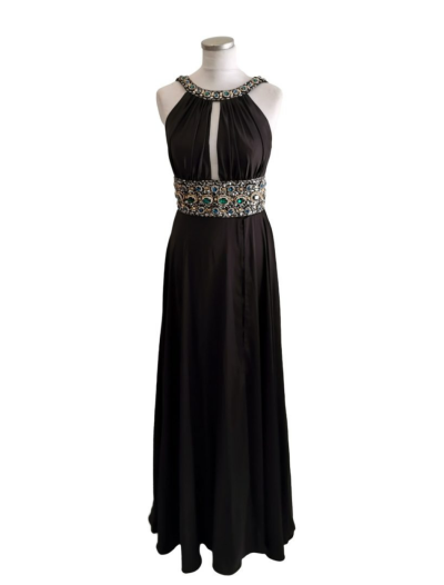 Black High Neck with Green Stones