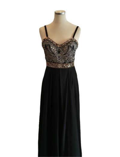 Black with Gold Bead Bodice