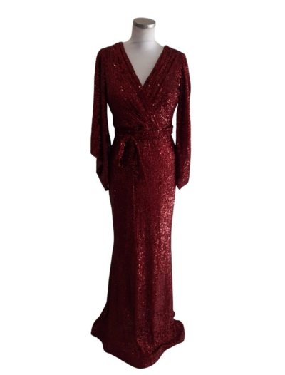 Burgundy Beaded Long Sleeved
