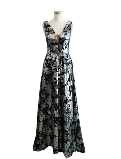 Navy & Silver Floral Print