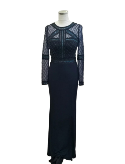Navy Beaded Long Sleeved