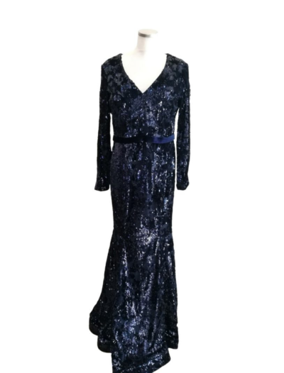 Navy Blue Beaded Long Sleeved