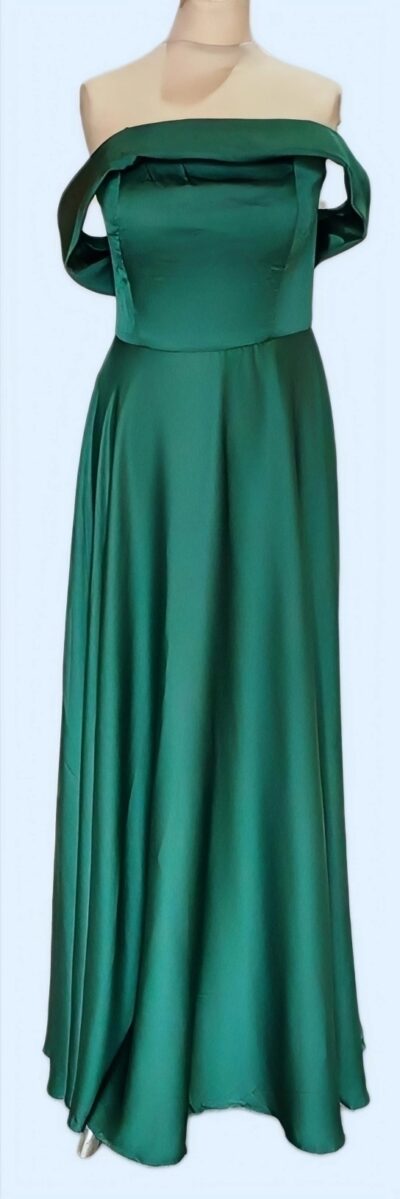 Green Off Shoulder fold edge