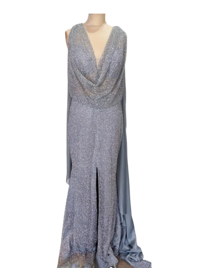 Silver Glitter V Neck