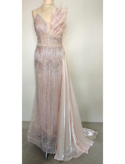 Pink Beaded left side fan